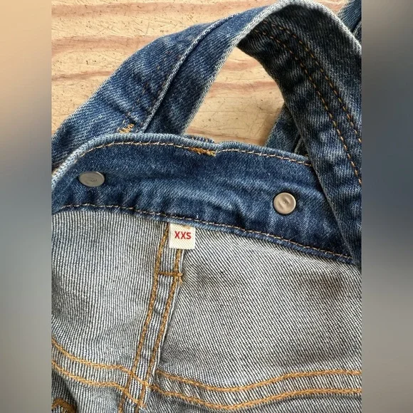 Levi’s Blue Denim Overalls with Distressed Knees size xxs - Picture 3 of 4